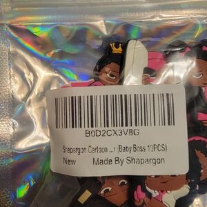 Cartoon Baby Doll Shoe Charms Black and Pink. 10 Pieces